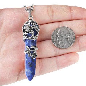 🆕Crystal Lapis Lazuli Point Pendant Stone Necklace